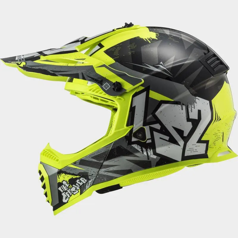 LS2 MX437 FAST EVO MINI II CRUSHER Black Yellow Junior Kids Motorcycle Helmet