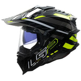 LS2 MX701 Explorer Edge Carbon Gloss Black Hi-Vis Yellow Motorcycle Helmet