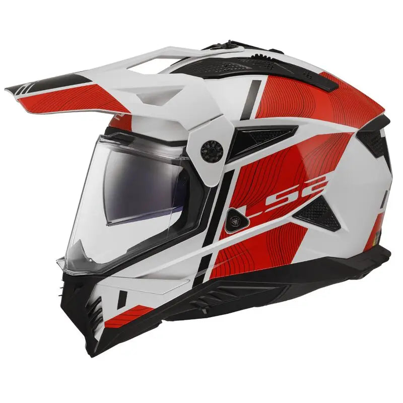 LS2 MX702 Pioneer II Hill Matt White Red Motorcycle Helmet