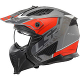 LS2 OF606 Drifter Devor Matt Silver Titanium Red Motorcycle Helmet
