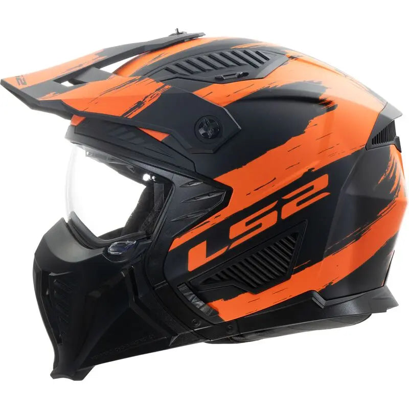 LS2 OF606 Drifter Mud Matt Black Orange Motorcycle Helmet