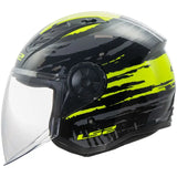 LS2 OF616 Airflow II Brush Black Hi-Vis Yellow Motorcycle Helmet