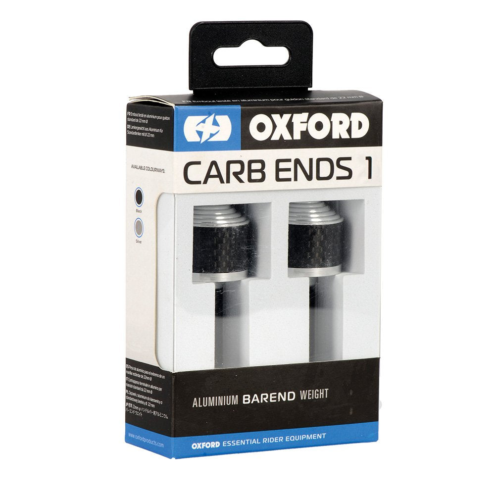Oxford OX587 CarbEnds 2 Motorcycle Motorbike 22mm Handlebar Bar End Weights Silver