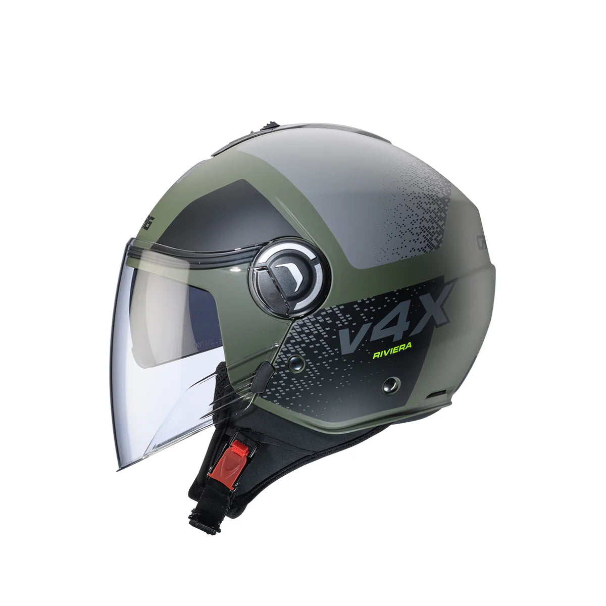 Caberg Riviera V4X Alpha Matt Military Green Black Grey Motorcycle Helmet