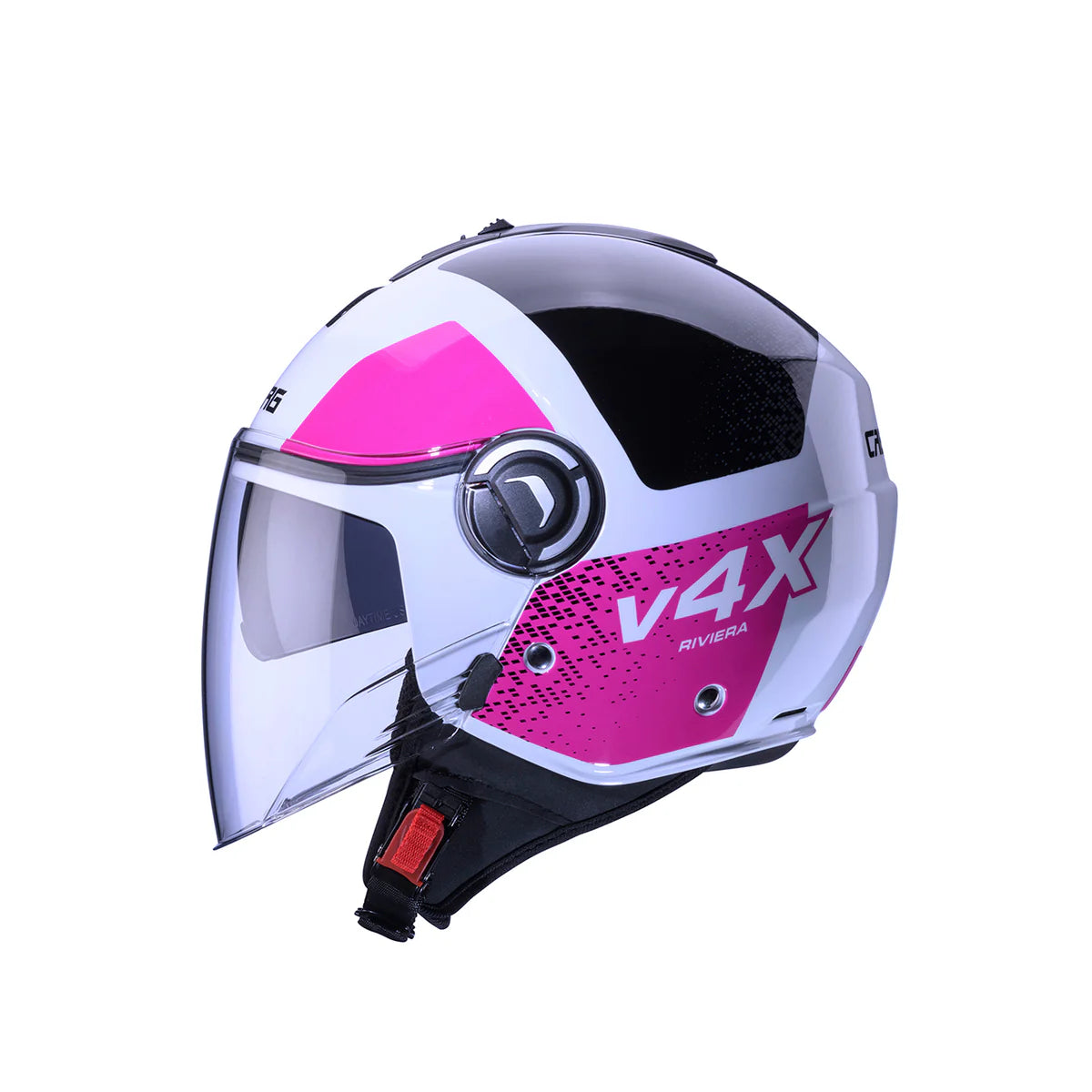 Caberg Riviera V4X Alpha White Black Fuchsia Motorcycle Helmet