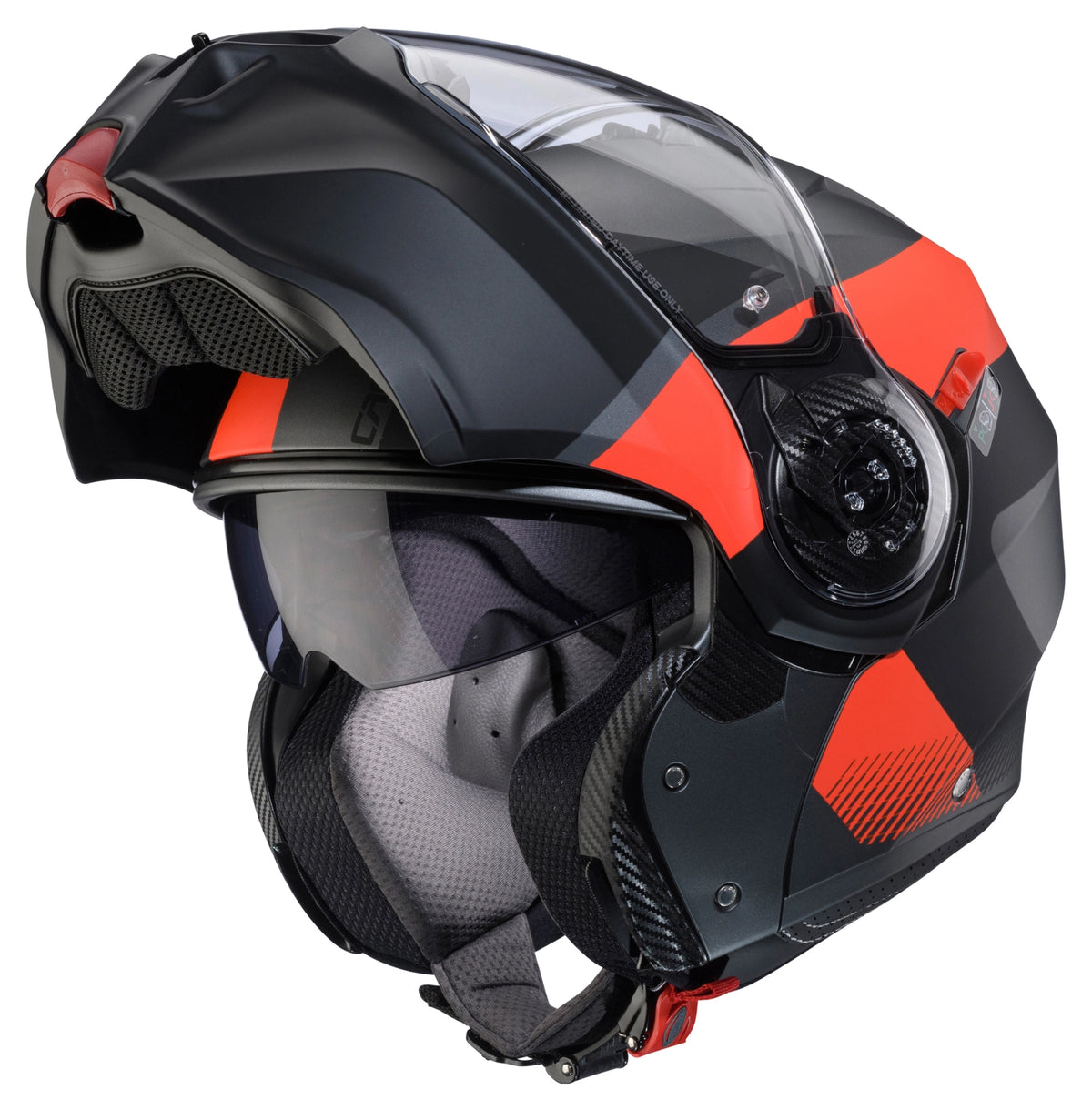 Caberg Duke Evo Indy Matt Gun Metal Fluo Red Black Motorcycle Helmet