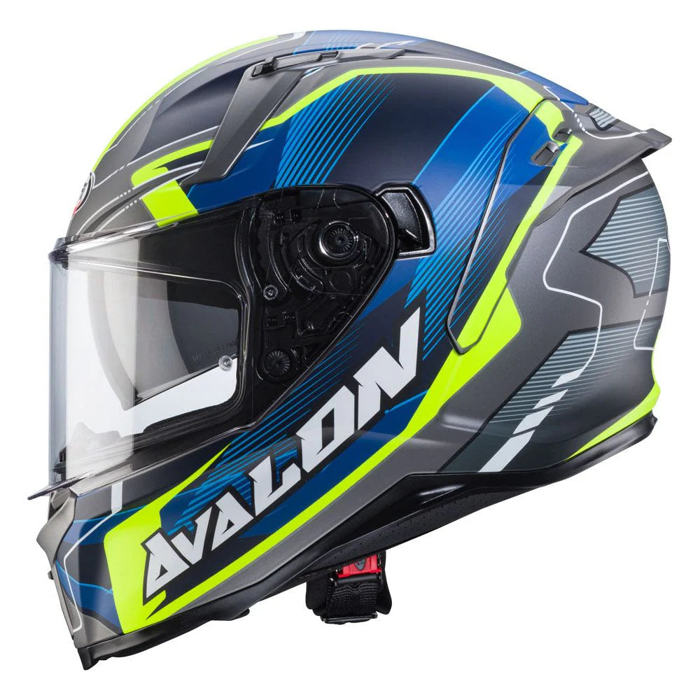 Caberg Avalon X Optic Matt Grey Blue Yellow Motorcycle Helmet