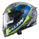 Caberg Avalon X Optic Matt Grey Blue Yellow Motorcycle Helmet