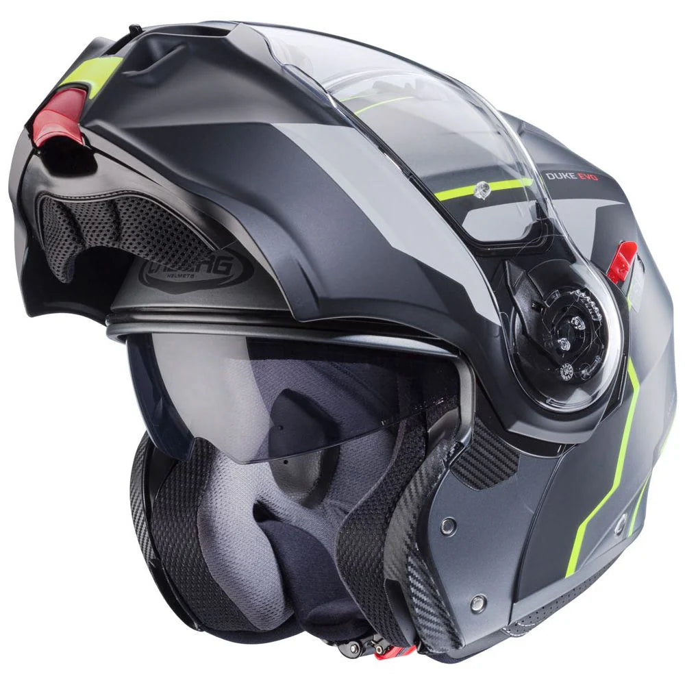 Caberg Duke Evo Move Matt Gun Metal Black Yellow Motorcycle Helmet