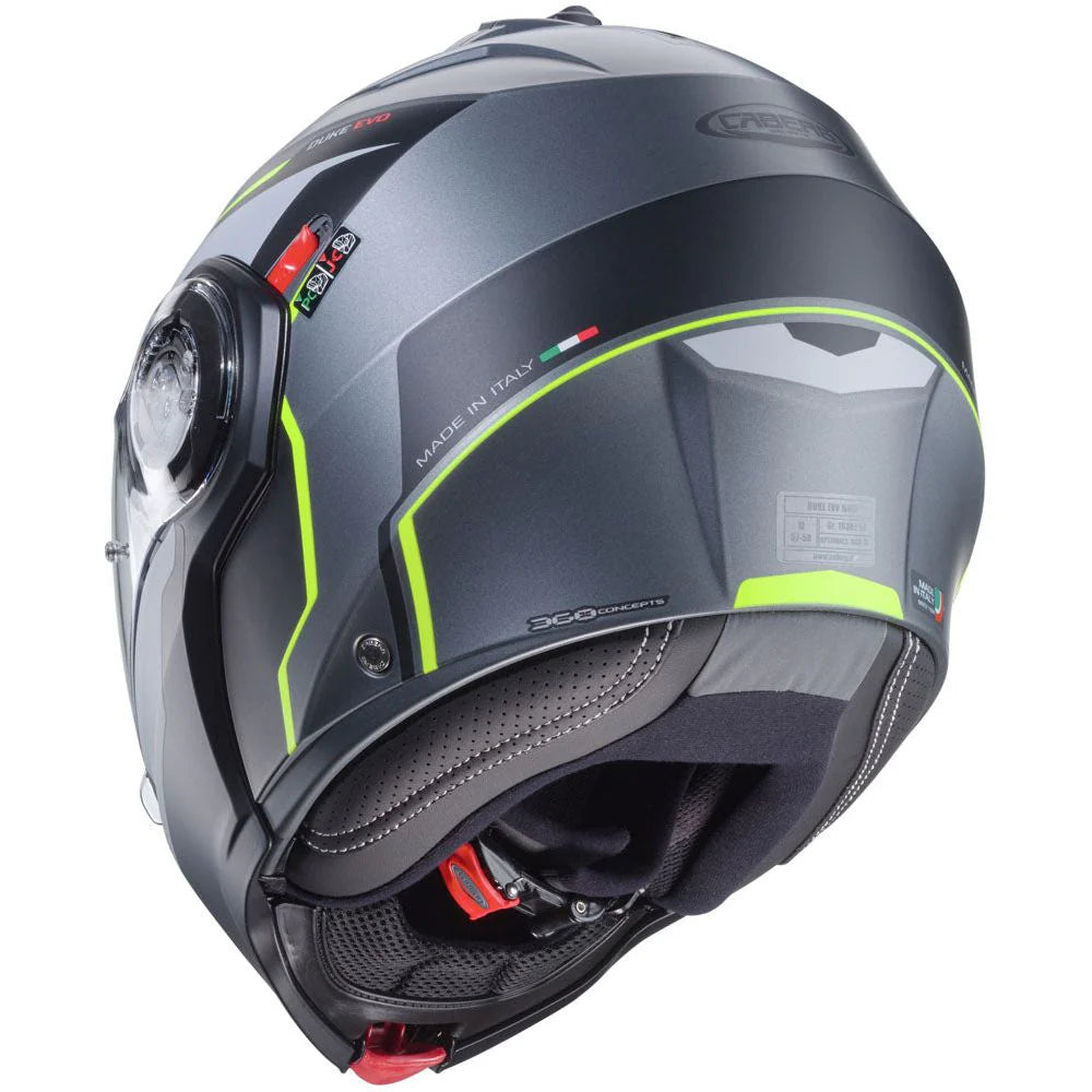 Caberg Duke Evo Move Matt Gun Metal Black Yellow Motorcycle Helmet