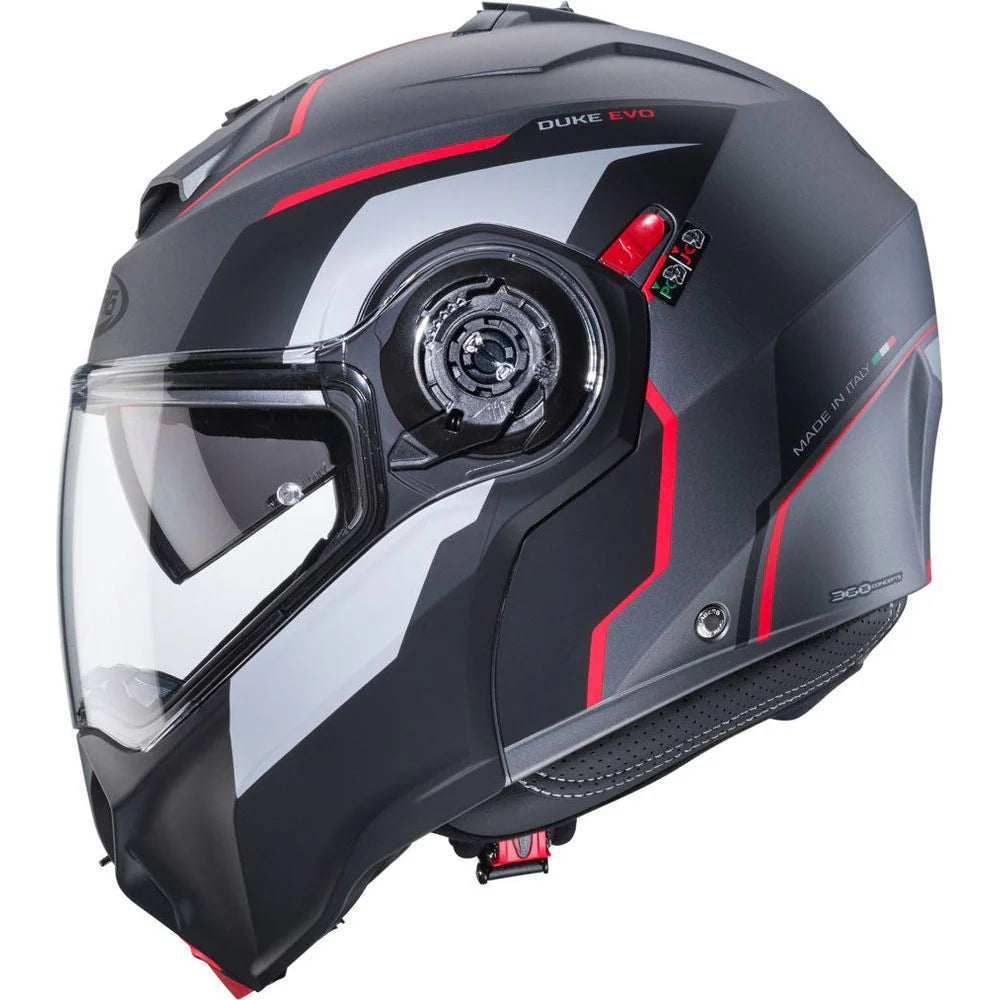 Caberg Duke Evo Move Matt Gun Metal Black Red Motorcycle Helmet
