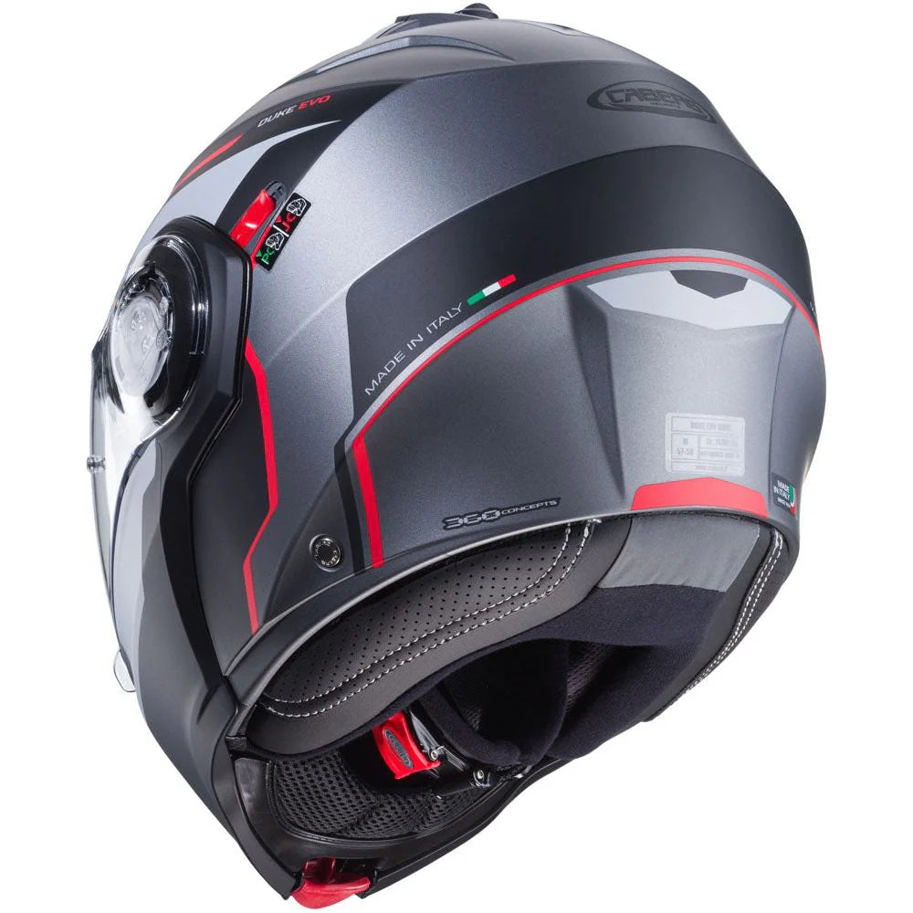 Caberg Duke Evo Move Matt Gun Metal Black Red Motorcycle Helmet