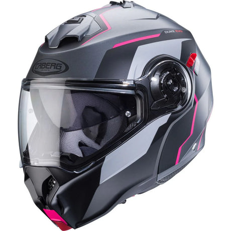 Caberg Duke Evo Move Matt Gun Metal Black Fuchsia Pink Motorcycle Helmet