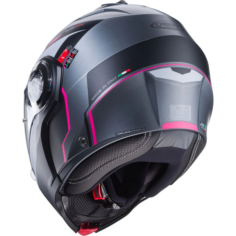 Caberg Duke Evo Move Matt Gun Metal Black Fuchsia Pink Motorcycle Helmet