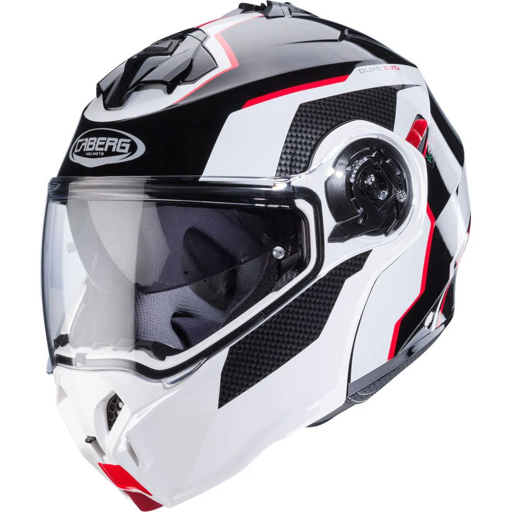 Caberg Duke Evo Move Black White Red Motorcycle Helmet 