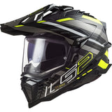 LS2 MX701 Explorer Edge Carbon Gloss Black Hi-Vis Yellow Motorcycle Helmet