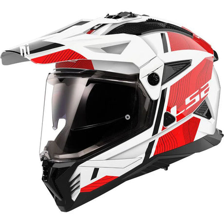 LS2 MX702 Pioneer II Hill Matt White Red Motorcycle Helmet