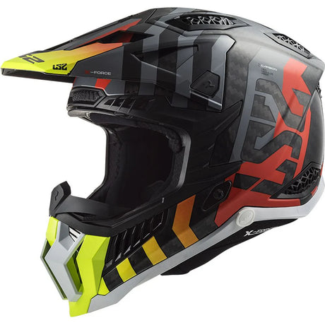LS2 MX703 X-Force Barrier Hi-Vis Yellow Red Carbon Motorcycle Helmet