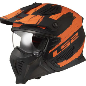 LS2 OF606 Drifter Mud Matt Black Orange Motorcycle Helmet 