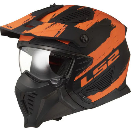 LS2 OF606 Drifter Mud Matt Black Orange Motorcycle Helmet 