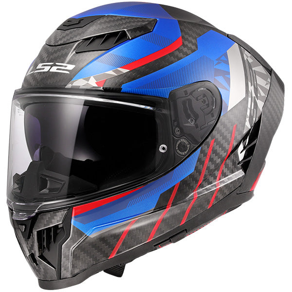 LS2 FF807 Dragon Carbon Trax Blue Red Motorcycle Helmet