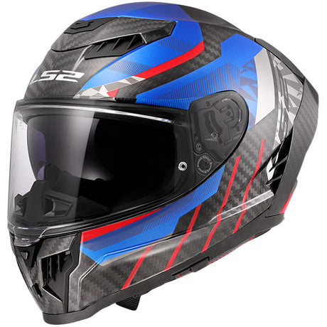 LS2 FF807 Dragon Carbon Trax Blue Red Motorcycle Helmet