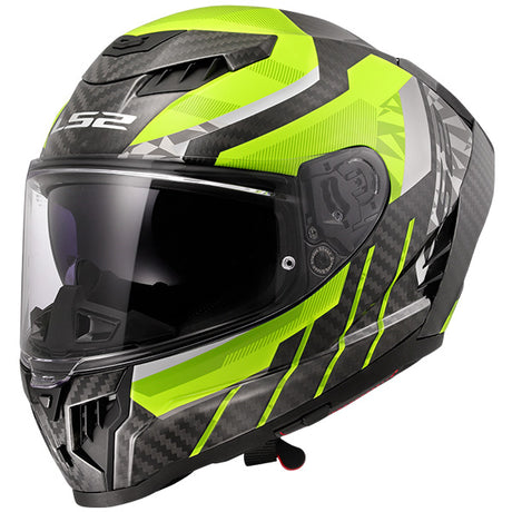 LS2 FF807 Dragon Carbon Trax Hi-Vis Yellow Motorcycle Helmet