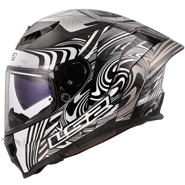 LS2 FF807 Dragon Carbon Enthuse Silver Motorcycle Helmet