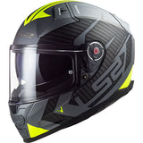 LS2 FF811 Vector II Splitter Matt Titanium Hi-Vis Yellow Motorcycle Helmet 
