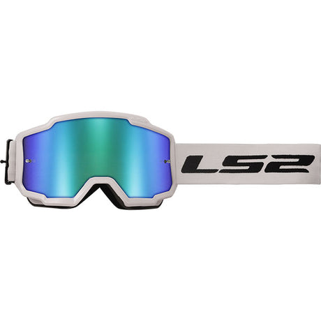 LS2 Charger Goggle White Frame Green Iridium Visor Lens