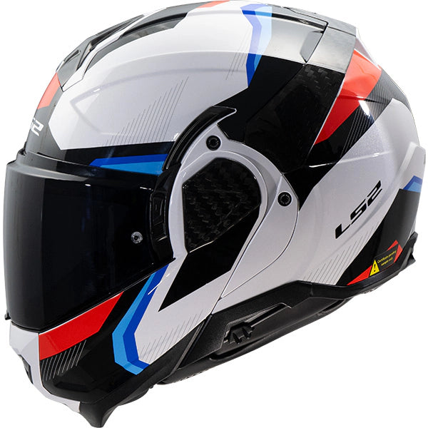 LS2 FF910 Advant II Triple Gloss White Blue Red 180° Flip Modular Motorcycle Helmet