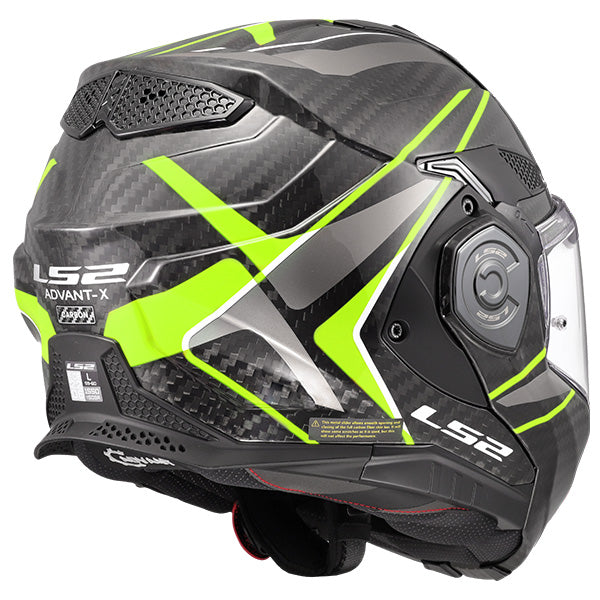 LS2 FF901 ADVANT X Future II Hi-Vis Yellow Carbon 180° Modular Motorcycle Helmet