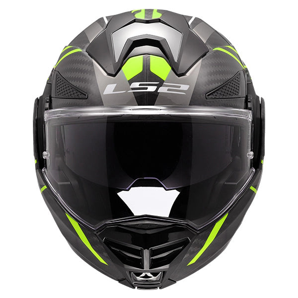 LS2 FF901 ADVANT X Future II Hi-Vis Yellow Carbon 180° Modular Motorcycle Helmet