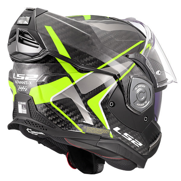 LS2 FF901 ADVANT X Future II Hi-Vis Yellow Carbon 180° Modular Motorcycle Helmet