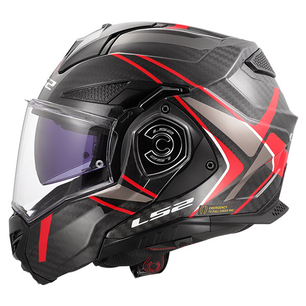 LS2 FF901 ADVANT X Future II Red Carbon 180° Modular Motorcycle Helmet