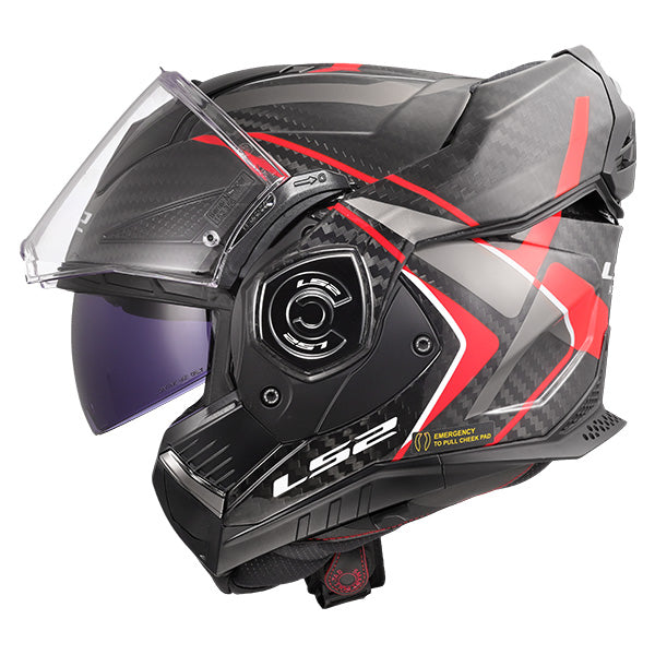 LS2 FF901 ADVANT X Future II Red Carbon 180° Modular Motorcycle Helmet