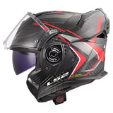 LS2 FF901 ADVANT X Future II Red Carbon 180° Modular Motorcycle Helmet