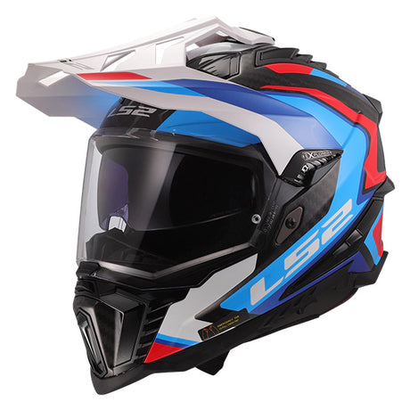 LS2 MX701 Explorer Frontier II White Blue Carbon Motorcycle Helmet