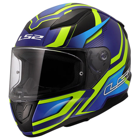 LS2 FF353 Rapid II Flitz Hi-Vis Yellow Blue Motorcycle Helmet