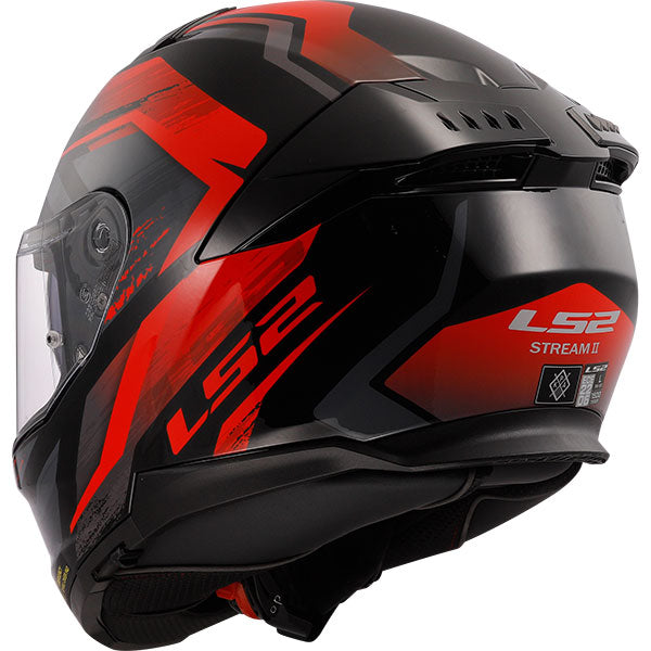 LS2 FF808 Stream II Solid Fury Black Red Motorcycle Helmet