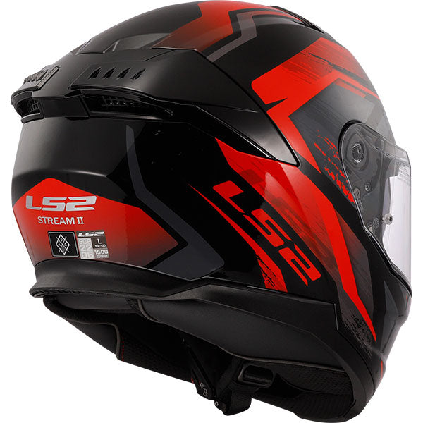 LS2 FF808 Stream II Solid Fury Black Red Motorcycle Helmet