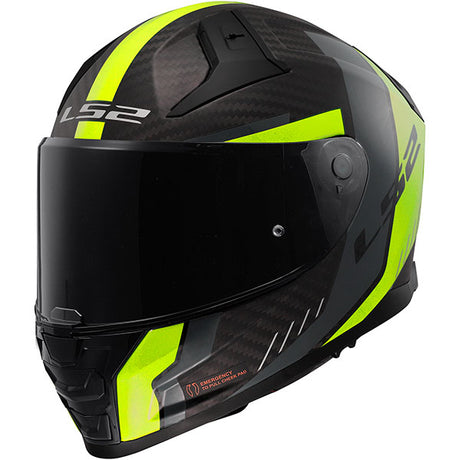 LS2 FF811 Vector II Carbon Grid Matt Black Hi-Vis Yellow Motorcycle Helmet
