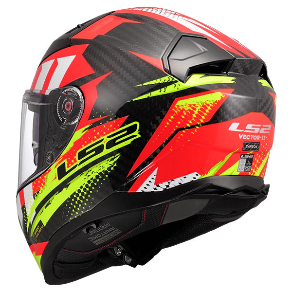 LS2 FF811 Vector II Carbon Tantic Gloss Red Hi-Vis Yellow Motorcycle Helmet