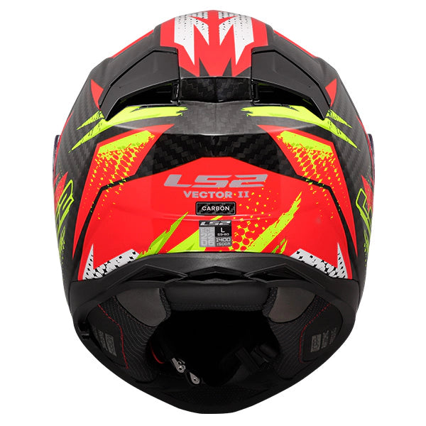 LS2 FF811 Vector II Carbon Tantic Gloss Red Hi-Vis Yellow Motorcycle Helmet