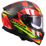 LS2 FF811 Vector II Carbon Tantic Gloss Red Hi-Vis Yellow Motorcycle Helmet