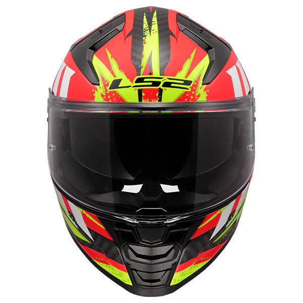 LS2 FF811 Vector II Carbon Tantic Gloss Red Hi-Vis Yellow Motorcycle Helmet