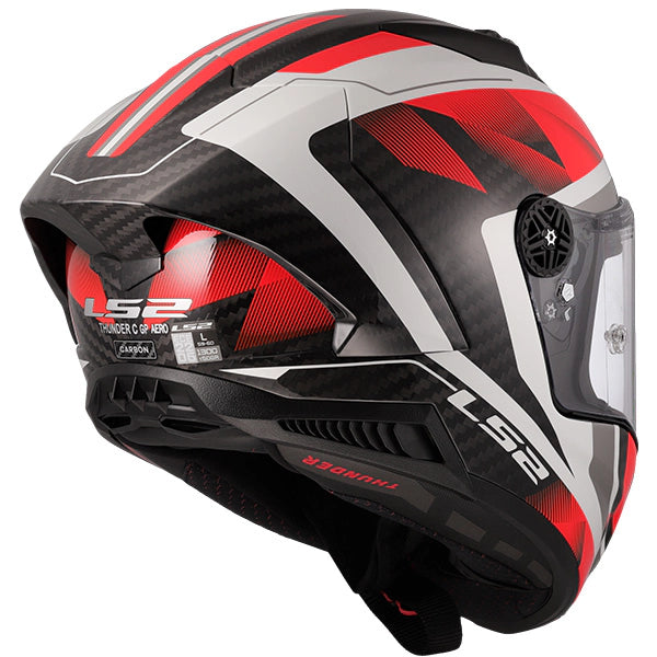 LS2 FF805 Thunder GP Aero Route Carbon Gloss Red White Motorcycle Helmet