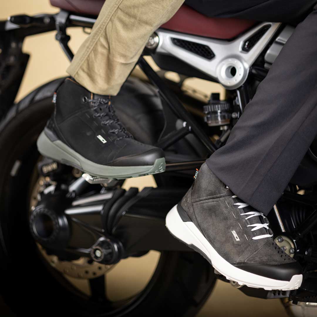 Sidi Nucleus Suede Waterproof D3O Motorcycle Shoes Black & White