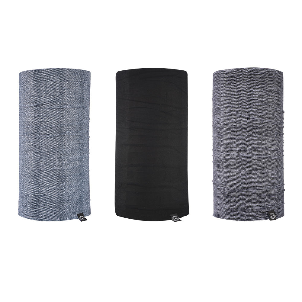 Oxford Comfy Neck Tube Base Layers Herrigbone Grey Black 3 Pack