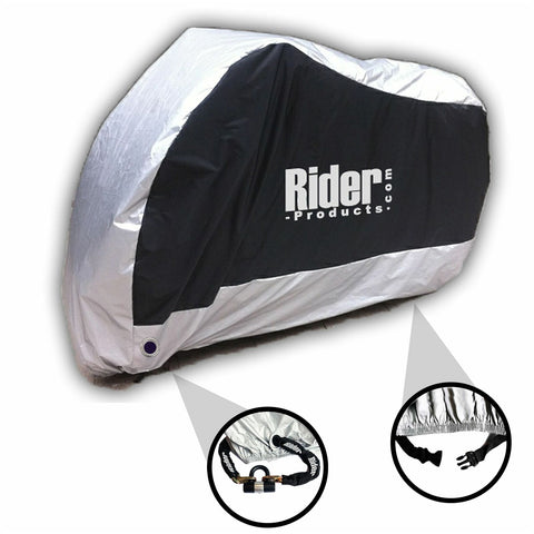 Rider Products Waterproof Motorcycle Silver Black Cover